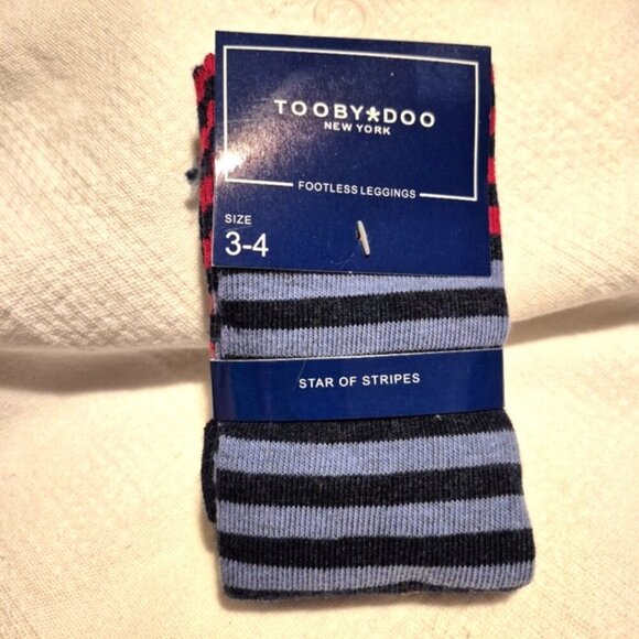 Tooby Doo girls footless sweater tights leggings 2 tone blue & red NEW - Picture 6 of 6